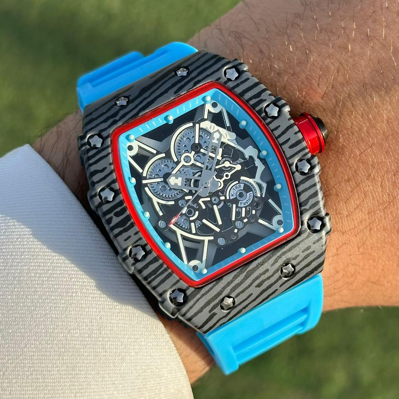 Fanderblue Apex Red – Luxury Sport Watch with Red Dial & Black Strap