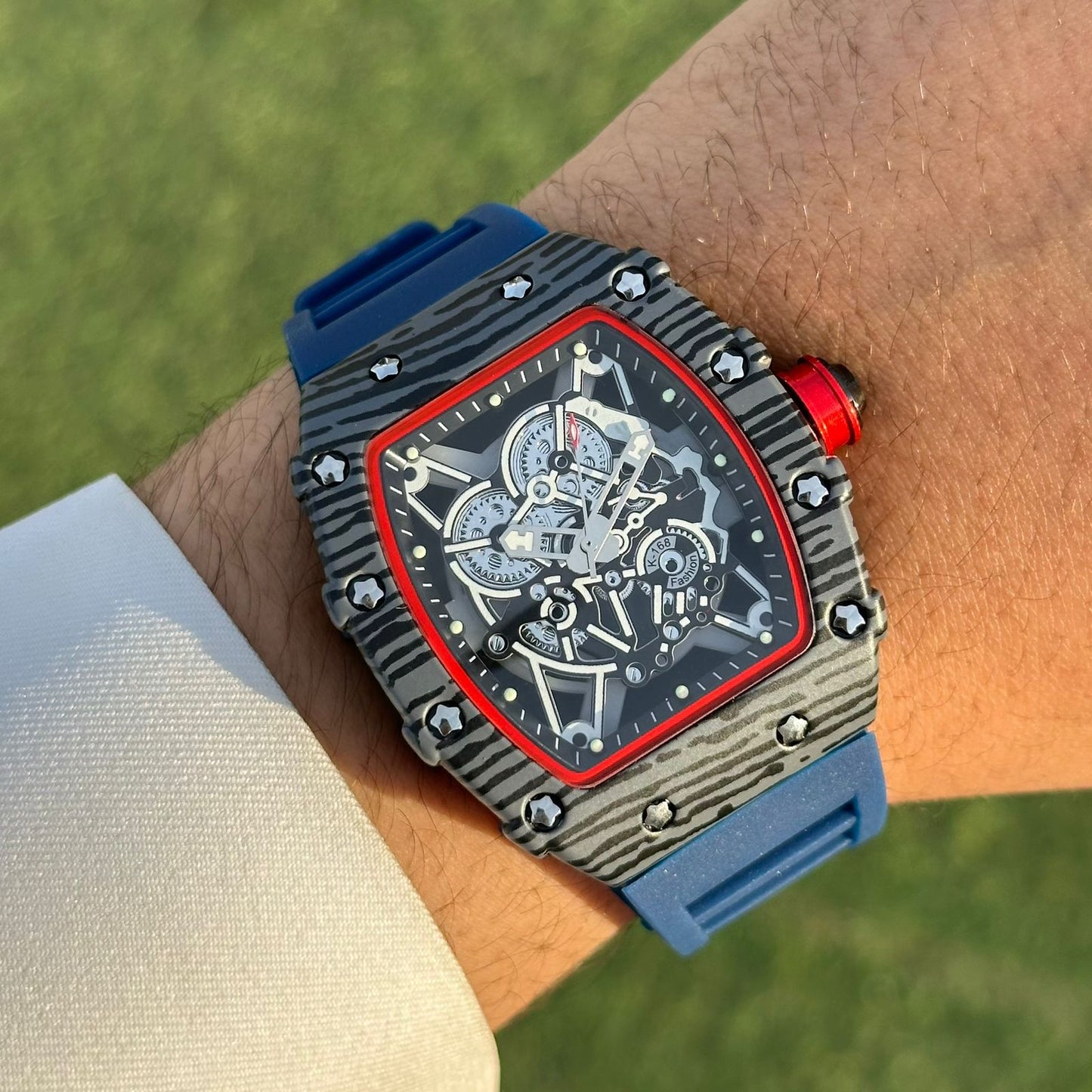 Fanderblue Apex Red – Luxury Sport Watch with Red Dial & Black Strap
