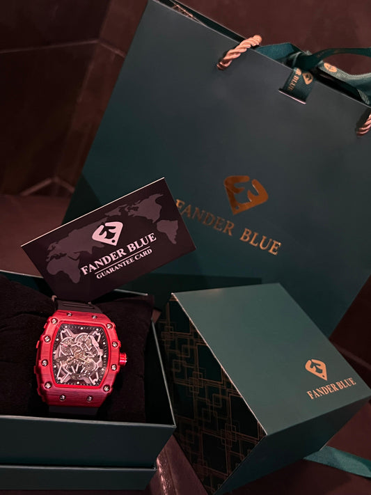 Fanderblue Apex Red – Luxury Sport Watch with Red Dial & Black Strap