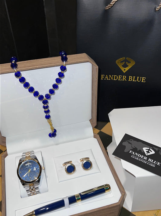 Fanderblue Royale – Luxury Watch Gift Set with Tasbih, Cufflinks & Pen