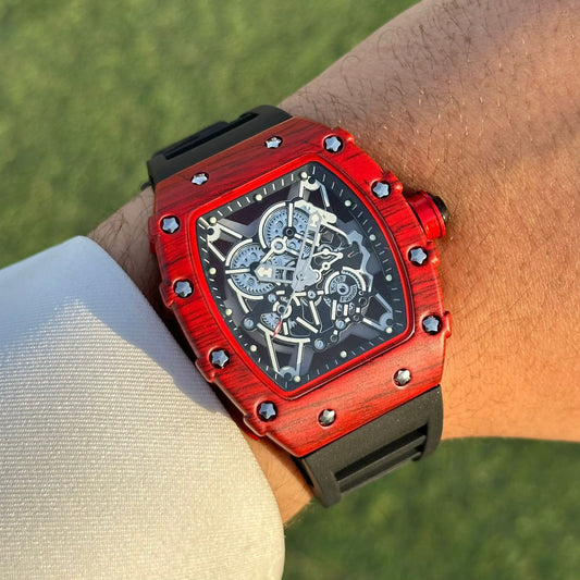 Fanderblue Apex Red – Luxury Sport Watch with Red Dial & Black Strap